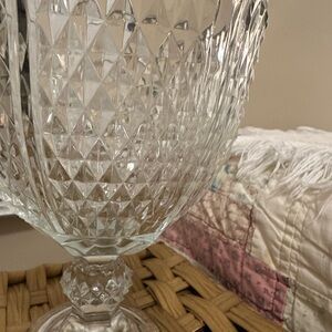 VINTAGE TURKISH PASABAHCE DIAMOND POINT CHALICE MADE IN TURKEY